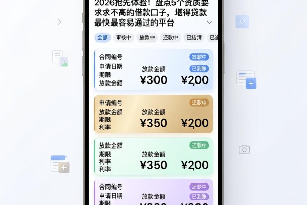 2026抢先体验!盘点5个资质要求不高的借款口子,堪称贷款最快最容易通过的平台