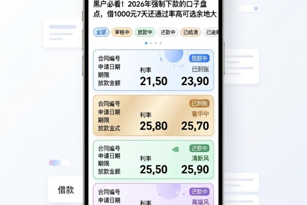 黑户必看!2026年强制下款的口子盘点,借1000元7天还通过率高可选余地大