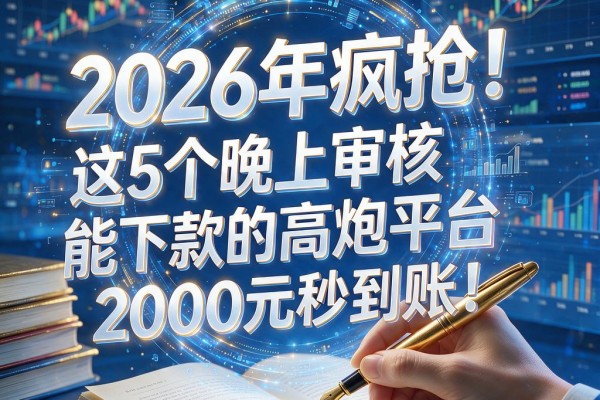 2026年疯抢！这5个晚上审核能下款的高炮平台，2000元秒到账！