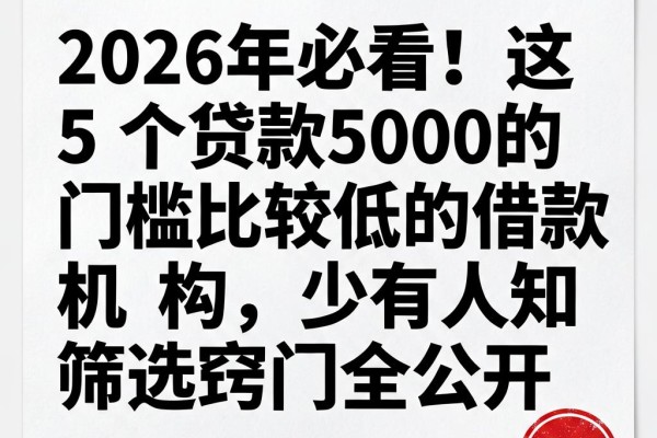 2026年必看!这5个贷款5000的门槛比较低的借款机构,少有人知的筛选窍门全公开