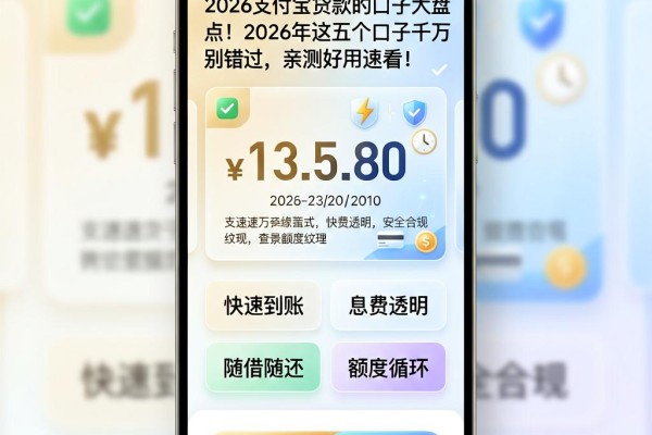 2026支付宝贷款的口子大盘点!2026年这五个口子千万别错过,亲测好用速看!