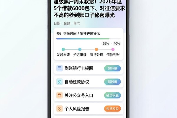 超级黑户周末救急!2026年这5个借款6000包下、对征信要求不高的秒到账口子秘密曝光