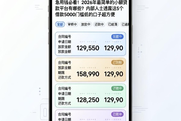 急用钱必看!2026年最简单的小额贷款平台有哪些?内部人士透露这5个借款5000门槛低的口子超方便