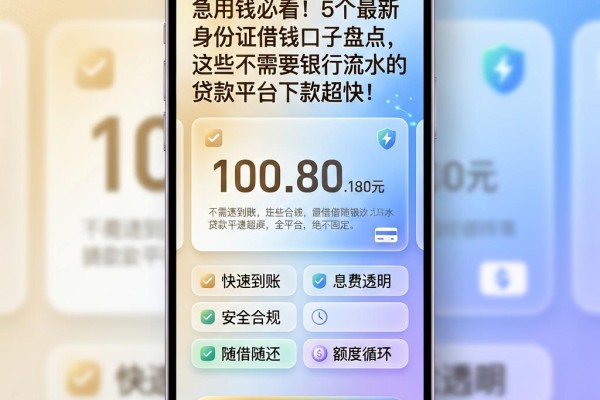 急用钱必看！5个最新身份证借钱口子盘点，这些不需要银行流水的贷款平台下款超快