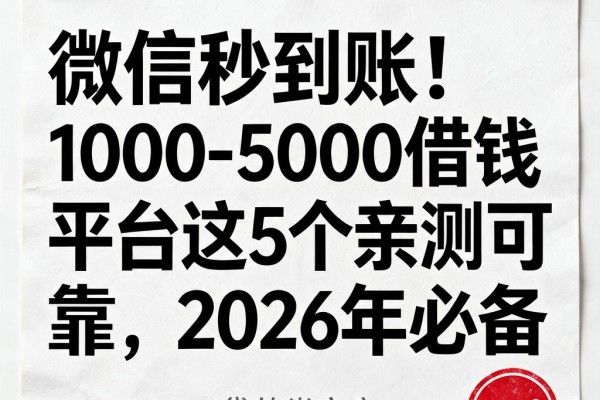 微信秒到账!1000-5000借钱平台这5个亲测可靠,2026年必备