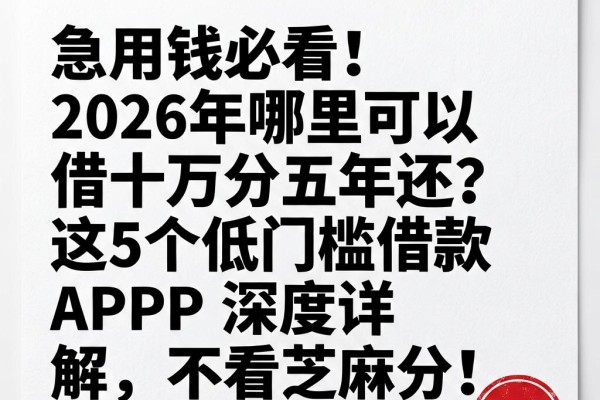 急用钱必看！2026年哪里可以借十万分五年还？这5个低门槛借款APP深度详解，不看芝麻分！