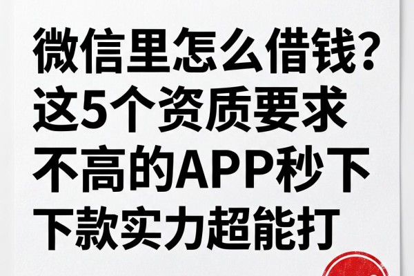 微信里怎么借钱?这5个资质要求不高的APP秒下款实力超能打