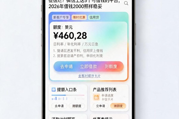 征信黑、征信不好、征信烂?微信上这5个可借钱的平台,2026年借钱2000照样稳妥