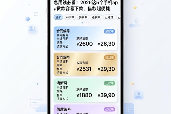 急用钱必看!2026这5个手机App贷款容易下款,借款超便捷