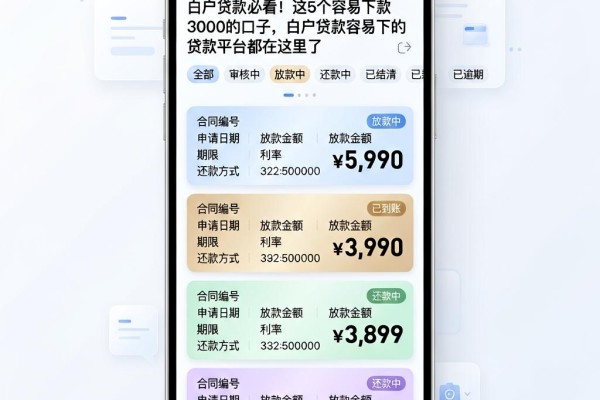 白户贷款必看！这5个容易下款3000的口子，白户贷款容易下的贷款平台都在这里了