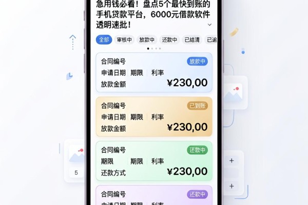 急用钱必看!盘点5个最快到账的手机贷款平台,6000元借款软件透明速批!