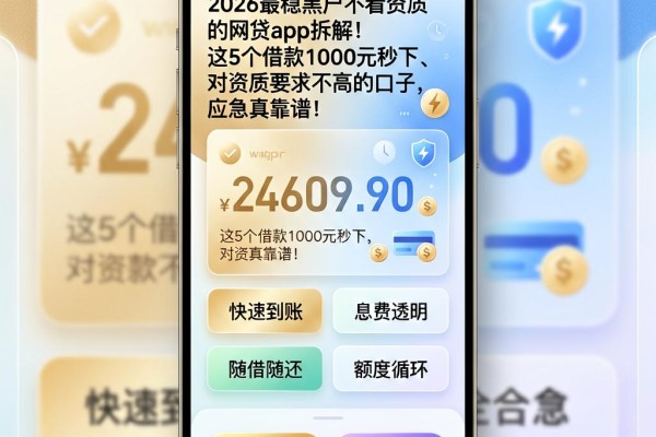 2026最稳黑户不看资质的网贷app拆解!这5个借款1000元秒下、对资质要求不高的口子,应急真靠谱