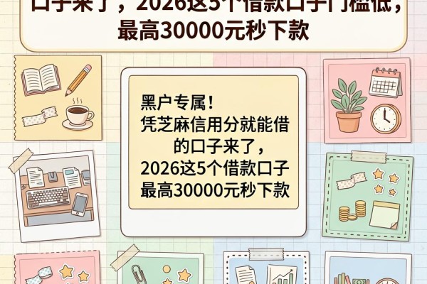 黑户专属！凭芝麻信用分就能借的口子来了，2026这5个借款口子门槛低，最高30000元秒下款
