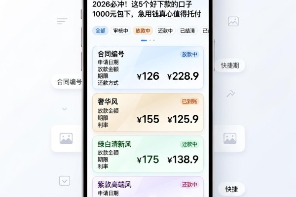 2026必冲!这5个好下款的口子1000元包下,急用钱真心值得托付