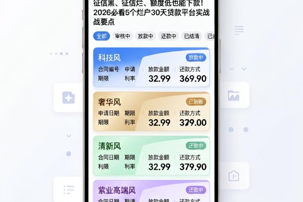征信黑、征信烂、额度低也能下款！2026必看5个烂户30天贷款平台实战要点