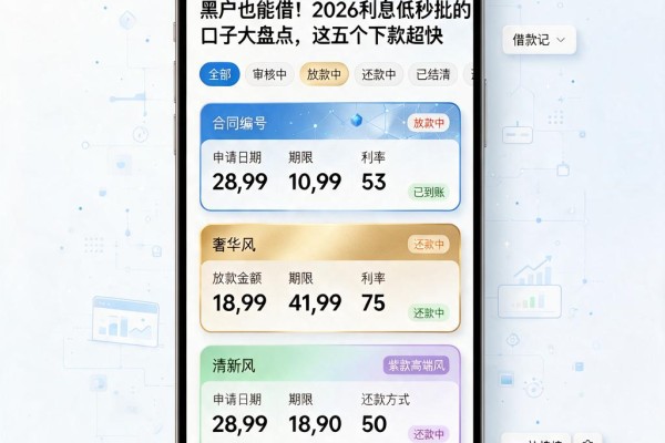 黑户也能借!2026利息低秒批的口子大盘点,这五个下款超快