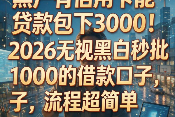 黑户有信用卡能贷款包下3000！2026无视黑白秒批1000的借款口子，流程超简单