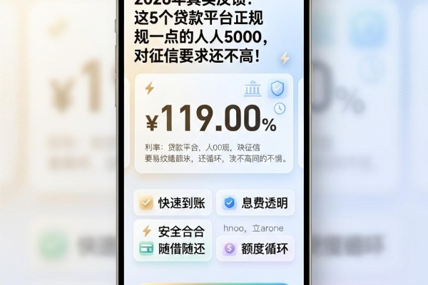 2026年真实反馈:这5个贷款平台正规一点的人人5000,对征信要求还不高!