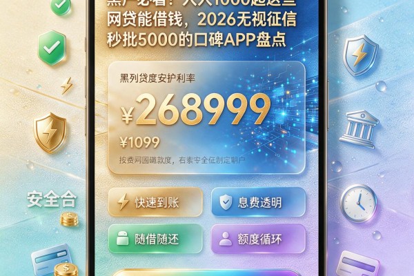 黑户必看！人人1000起这些网贷能借钱，2026无视征信秒批5000的口碑APP盘点