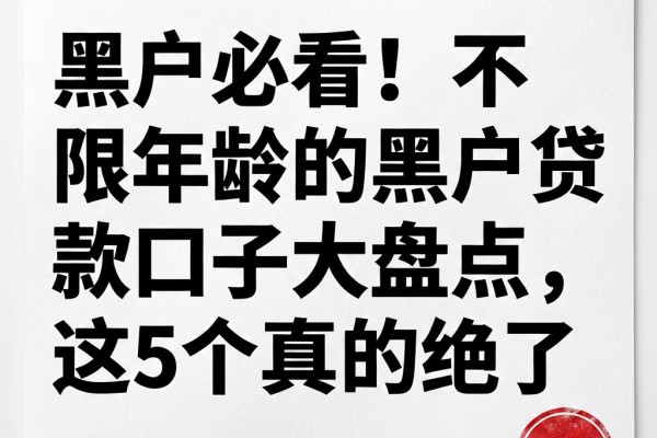 黑户必看!不限年龄的黑户贷款口子大盘点,这5个真的绝了