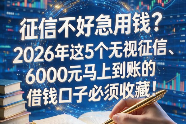 征信不好急用钱？2026年这5个无视征信、6000元马上到账的借钱口子必须收藏！