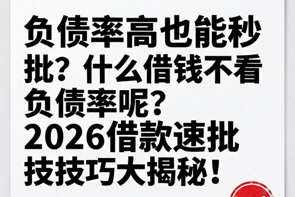负债率高也能秒批?什么借钱不看负债率呢?2026借款速批技巧大揭秘!