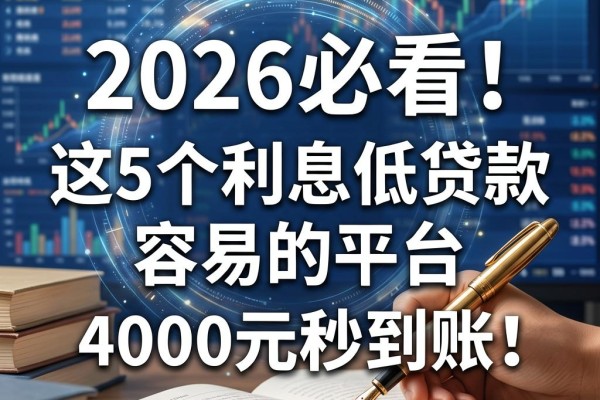 2026必看!这5个利息低贷款容易的平台,4000元秒到账!