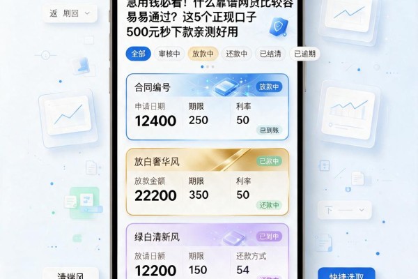 急用钱必看!什么靠谱网贷比较容易通过?这5个正规口子500元秒下款亲测好用