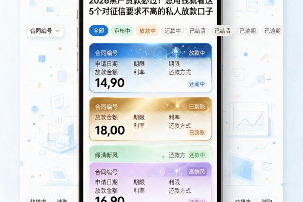 2026黑户贷款必过!急用钱就看这5个对征信要求不高的私人放款口子