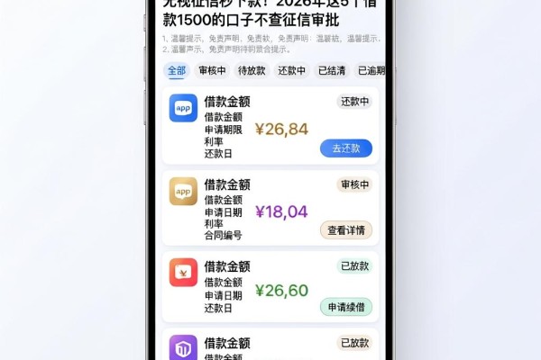 无视征信秒下款!2026年这5个借款1500的口子不查征信审批