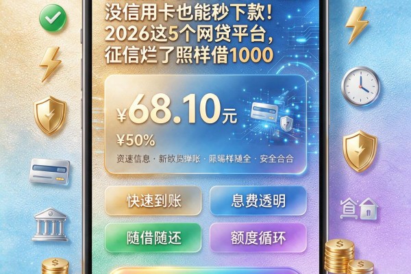 征信黑、征信不好、征信烂、没信用卡也能秒下款！2026这5个网贷平台，征信烂了照样借1000