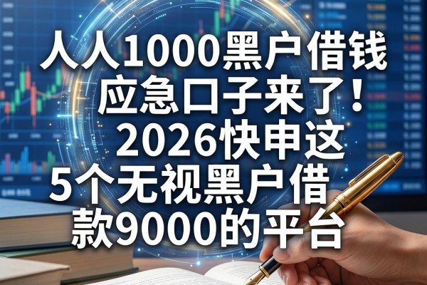 人人1000黑户借钱应急口子来了！2026快申这5个无视黑户借款9000的平台