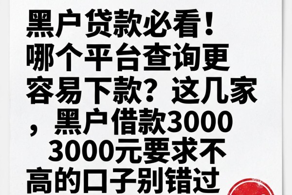 黑户贷款必看！哪个平台查询更容易下款？这几家黑户借款3000元要求不高的口子别错过