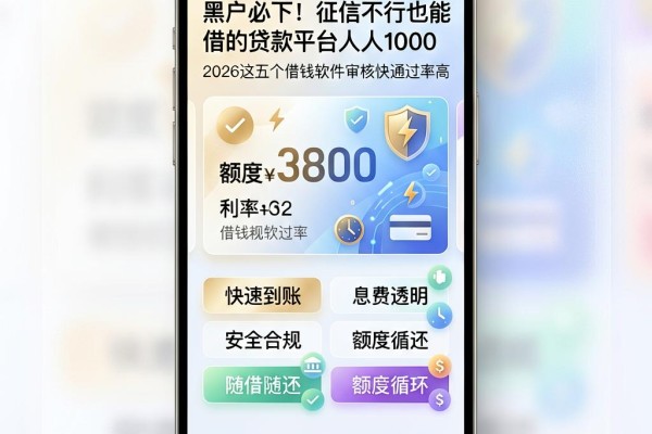 黑户必下！征信不行也能借的贷款平台人人1000，2026这五个借钱软件审核快通过率高