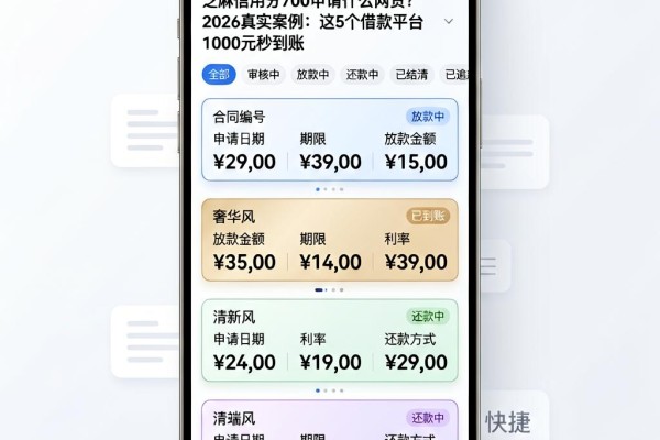 芝麻信用分700申请什么网贷？2026真实案例：这5个借款平台1000元秒到账