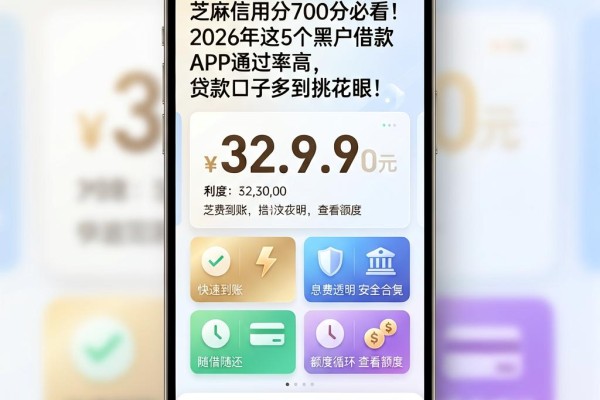 芝麻信用分700分必看！2026年这5个黑户借款APP通过率高，贷款口子多到挑花眼！
