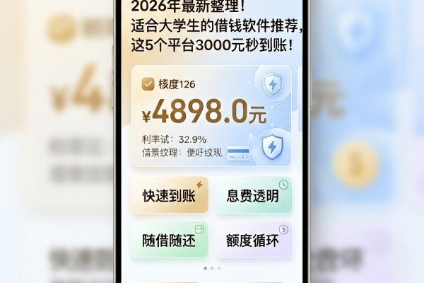 2026年最新整理!适合大学生的借钱软件推荐,这5个平台3000元秒到账