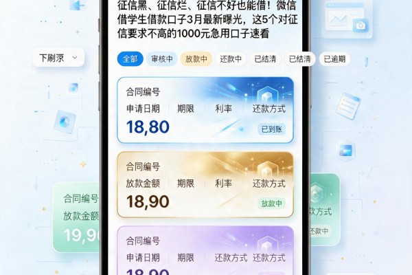 征信黑、征信烂、征信不好也能借!微信学生借款口子3月最新曝光,这5个对征信要求不高的1000元急用口子速看