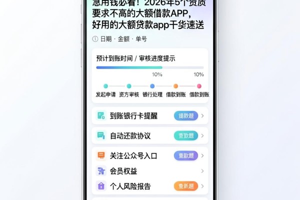 急用钱必看!2026年5个资质要求不高的大额借款APP,好用的大额贷款app干货速送