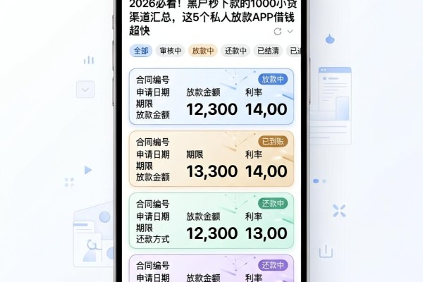 2026必看!黑户秒下款的1000小贷渠道汇总,这5个私人放款APP借钱超快