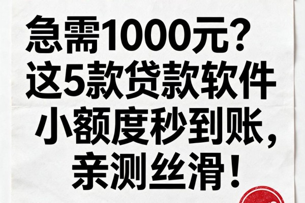 急需1000元?这5款贷款软件小额度秒到账,亲测丝滑!