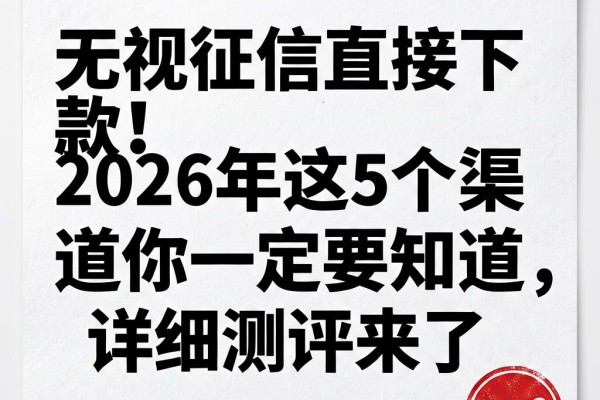 无视征信直接下款！2026年这5个渠道你一定要知道，详细测评来了