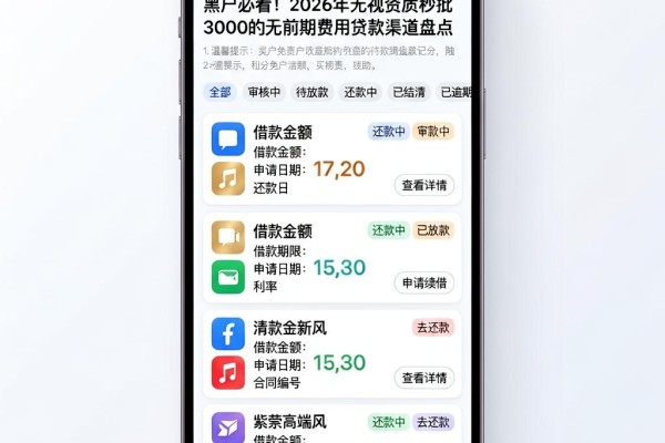 黑户必看！2026年无视资质秒批3000的无前期费用贷款渠道盘点