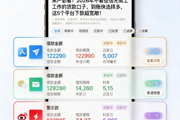 黑户必看!2026年不看征信无需工作的贷款口子,到账快选择多,这5个平台下款超宽敞!
