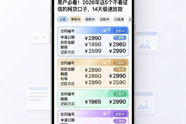 黑户必看!2026年这5个不看征信的网贷口子,14天极速放款