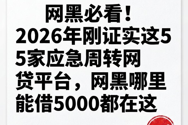 网黑必看！2026年刚证实这5家应急周转网贷平台，网黑哪里能借5000都在这