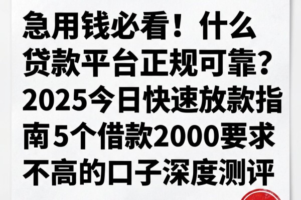 急用钱必看!什么贷款平台正规可靠?2025今日快速放款指南+5个借款2000要求不高的口子深度测评