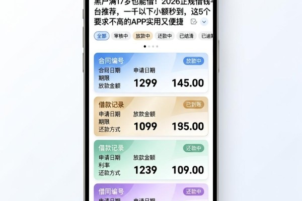 黑户满17岁也能借！2026正规借钱平台推荐，一千以下小额秒到，这5个要求不高的APP实用又便捷