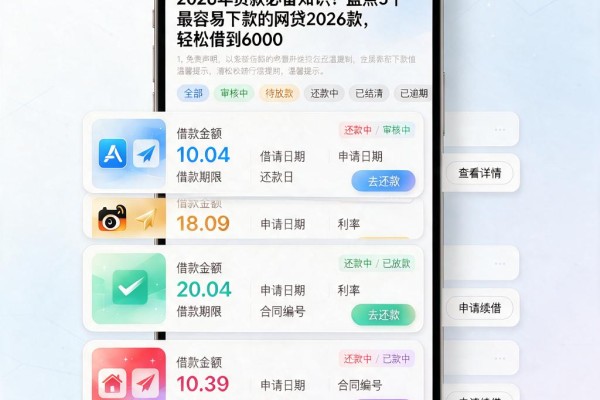 2026年贷款必备知识!盘点5个最容易下款的网贷2026款,轻松借到6000
