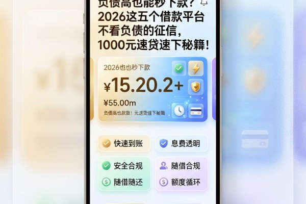 负债高也能秒下款？2026这五个借款平台不看负债的征信，1000元速贷速下秘籍